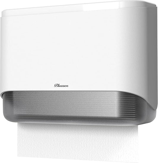 Paper Towel Dispenser Wall Mount, Adhesive No Drilling Multifold Trifold Cfold Commercial Hand Towel Dispenser,White-PN6012