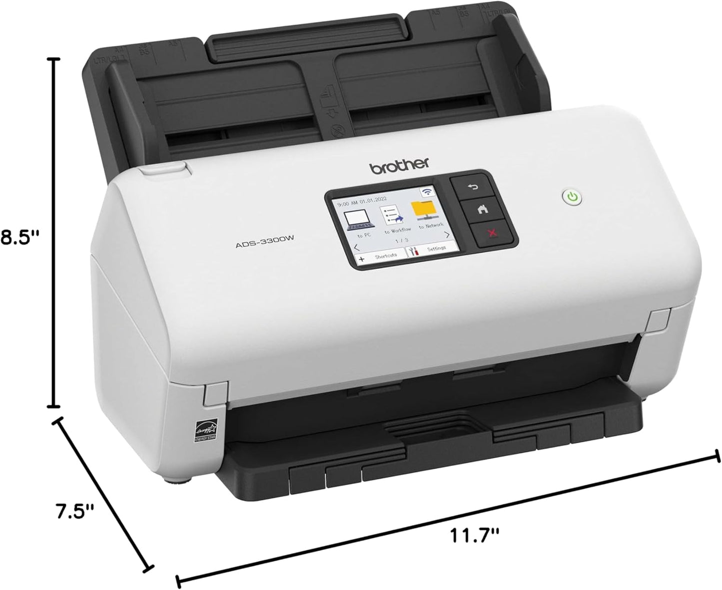 Brother ADS-3300W Wireless, High-Speed Desktop Scanner | 2.8-inch Touchscreen | Scans Up to 40ppm1