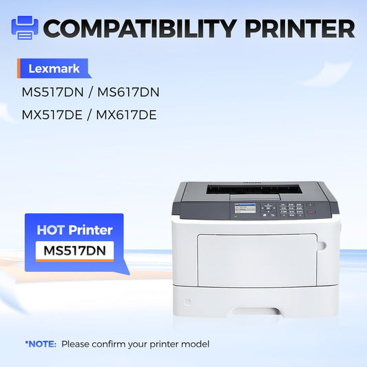 51B1X00 Black Toner Cartridge (with Chip) Extra High Yield Replacement for Lexmark 51B1H00 51B1000 Toner Cartridge Compatible with MS517dn MX517de MS617dn MX617de Laser Printer ( 1-Pack 20,000 Pages)