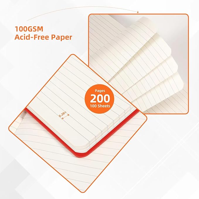 BOSSAND Lined Journal Notebooks, 6 Pack A5 Journals for Writing, 200 Pages 100 GSM Thick Classic Ruled Paper, Hardcover, 8.25 inches x 5.75 inches, 6 Colors