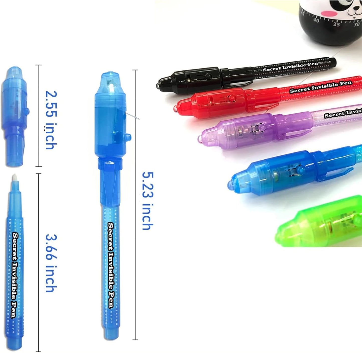 SCStyle Invisible Ink Pen 10Pcs with UV Light Magic Marker for Secret Messages, Writing Information for Birthdays, Easter, Halloween, Christmas Gifts for Students