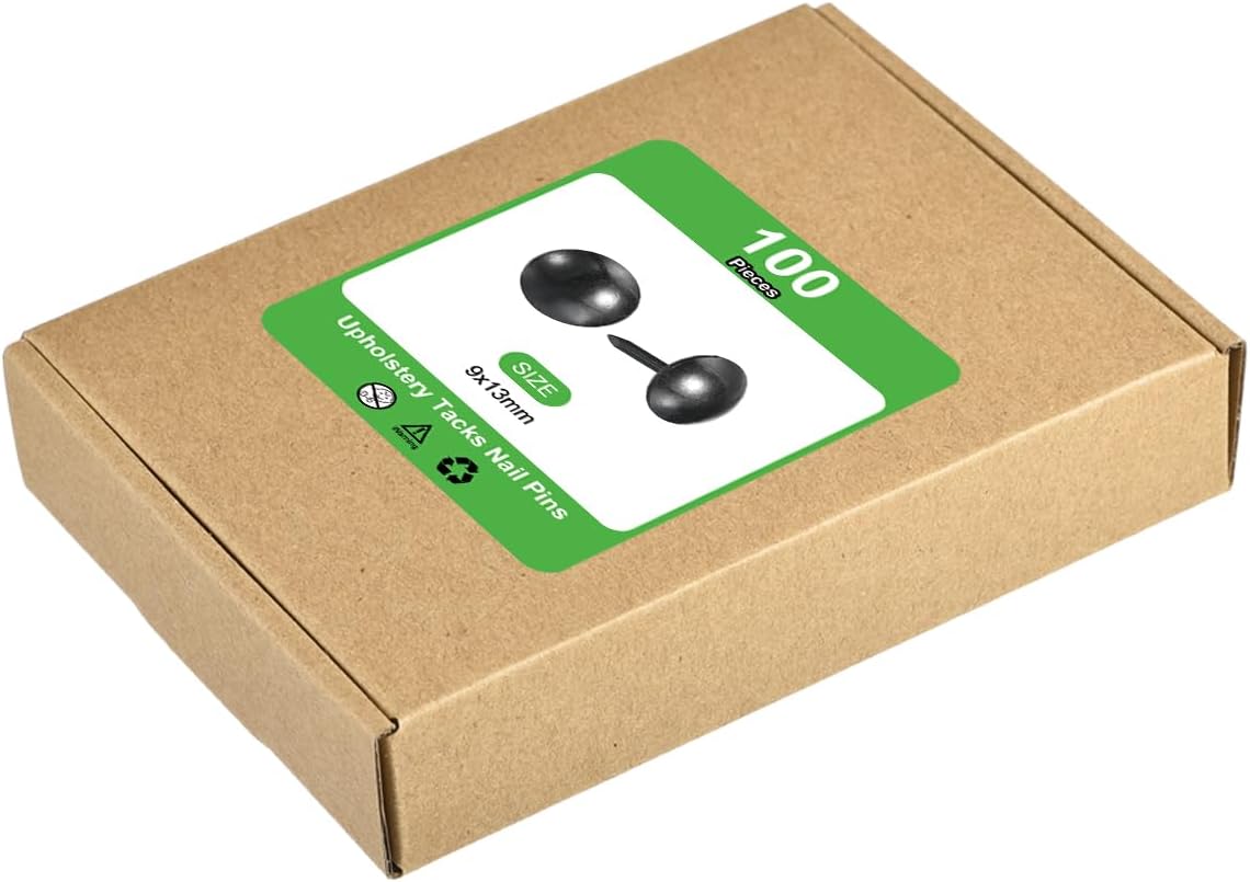 uxcell Upholstery Tacks Nail Pins Furniture, 150Pcs 9x13mm Thumb Tack Pins Assortment Kit Carbon Steel for Home Sofa DIY Decorative Nail Heads Nails, Black