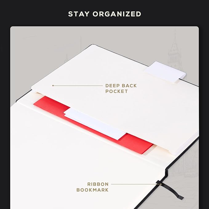 BEECHMORE BOOKS Lined Journal Notebook, 8.5 x 11.5 inch, A4 160 Lined Pages, Hardcover Leather Journals for Women, Men, Writing and Notebooks for Work - 120 GSM Thick Paper, Gifts Box Included