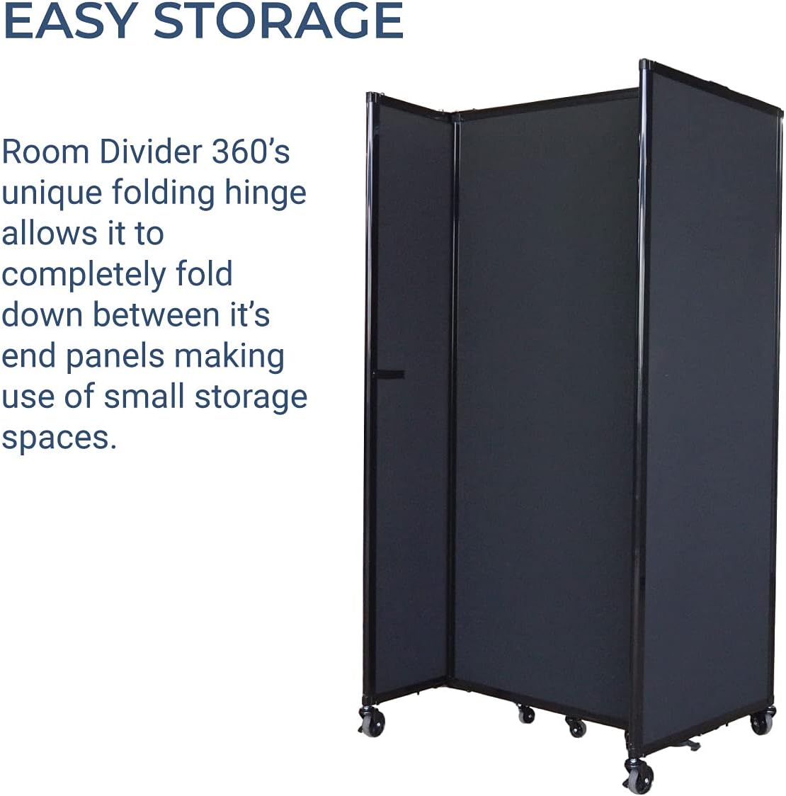 Versare Room Divider 360 Portable Wall Partition | Folding Panels | Large Freestanding Divider | Locking Wheels | Temporary Room Separator