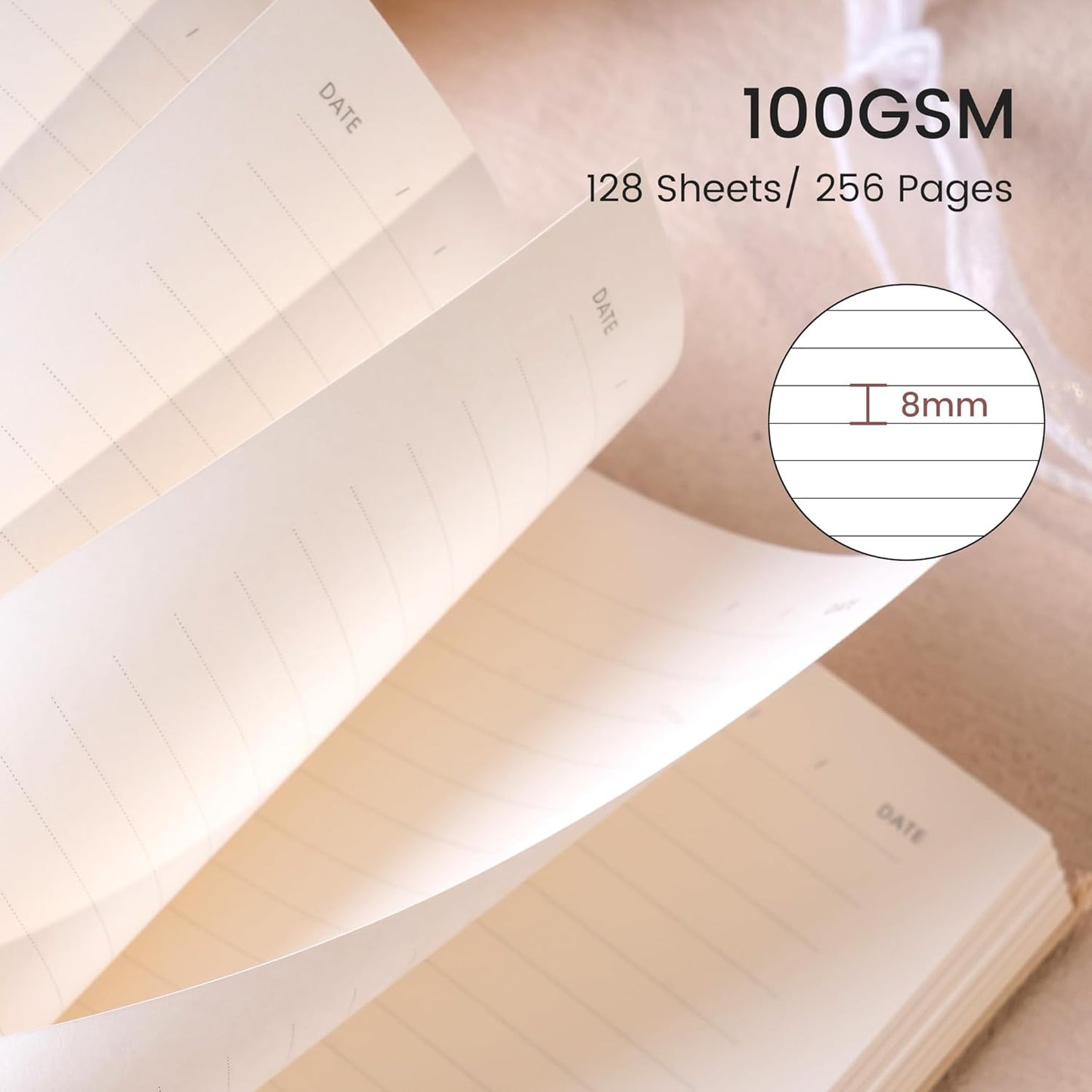 CAGIE Lined Journal Notebook for Women Men, A5 Hardcover Linen Journals For Writing 256 Pages, Aesthetic Womens Diary, Gifts 8.3'' x 5.7'' Olive