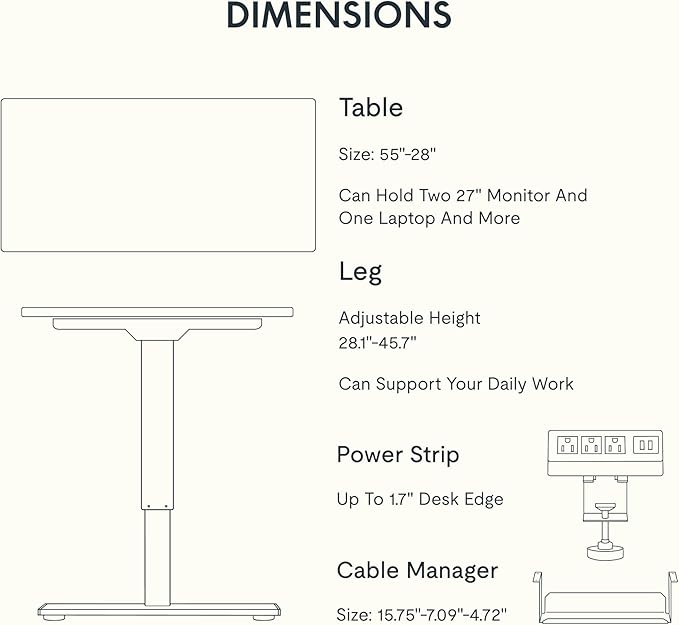 FLEXISPOT EN2 Whole-Piece Standing Desk with Clamp Power Strip, 55 x 28 Electric Stand Up Height Adjustable Desk with Cable Management (White Frame + 55" Maple Top, 2 Packages)