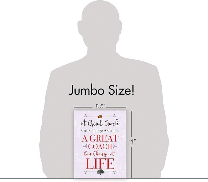 NobleWorks - 1 Jumbo School Coaches Thank You Greeting Card From US from Everyone w/Envelope (8.5 x 11 Inch) Team Sports Gratitude, Teacher and Mentor Notecard - Life Changing Coach J3127TYG-US