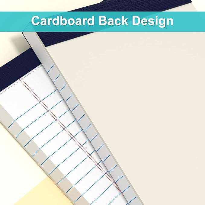 Legal Note Pads 5" x 8" College Ruled Small Writing Pads, 80gsm/21lb White Lined Paper, 30 Sheets per Notepad, 12 Pads per Pack, Perforated To Do List Legal Pads for Versatile Use
