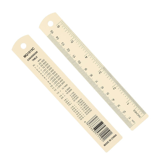 PATIKIL 15cm/6" Metal Ruler, 2 Pack Aluminum Alloy Rulers with Centimeters, Millimeters, Inches and Conversion Table Straight Edge Ruler for Writing Machinist Drafting, Yellow
