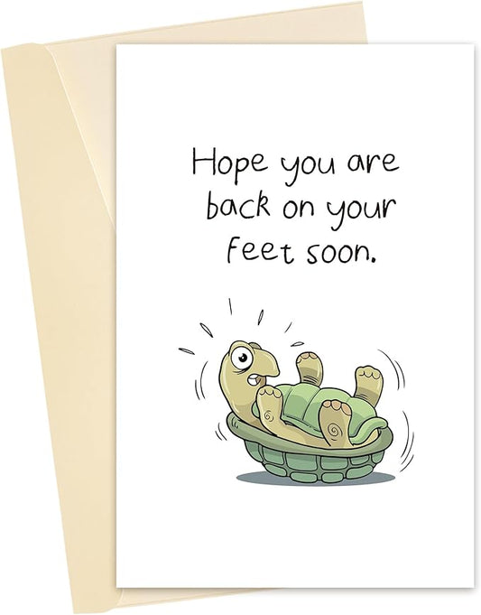 Funny Turtle Inspired Get Well Card, Friend Surgery Recovery Gift, Cute Encouragement Card for Him Her, Cheer Up After Operation Card