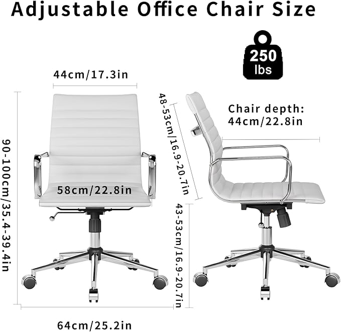 Chair, Desk Computer Chair ，with Armrests ，Ergonomic Office Chair for Home and Office, 17.32 x 22.83 x 35.43 inches, Multiple Colors (White)