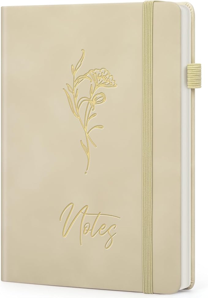 Lined Journal Notebook For Women Men, 200 Pages A5 Hardcover Leather Journals For Writing College Ruled Notebook For Work School Note Taking Business Diary Notepad 5.7'' X 8.3''-White