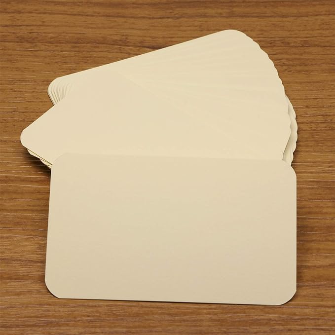 Penta Angel 100 Pcs Mini Paper Blank Gift Notes Cards DIY Craft Small Word Business Message Cards (Beige)