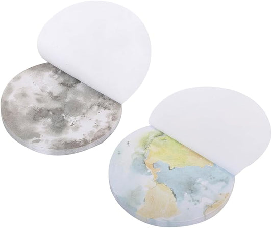 Desk Tech Planet Sticky Notes, 2.75" x 2.75", 2 Pads, 100 Sheets/Pad - Earth Moon Self-Stick Note Pads Self Adhesive Memo for Office, School, Daily Life
