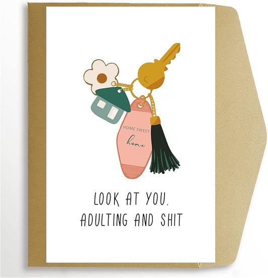 Spercy Funny Housewarming Card for Friends - Happy New Home, Rude Moving, New House Congratulation