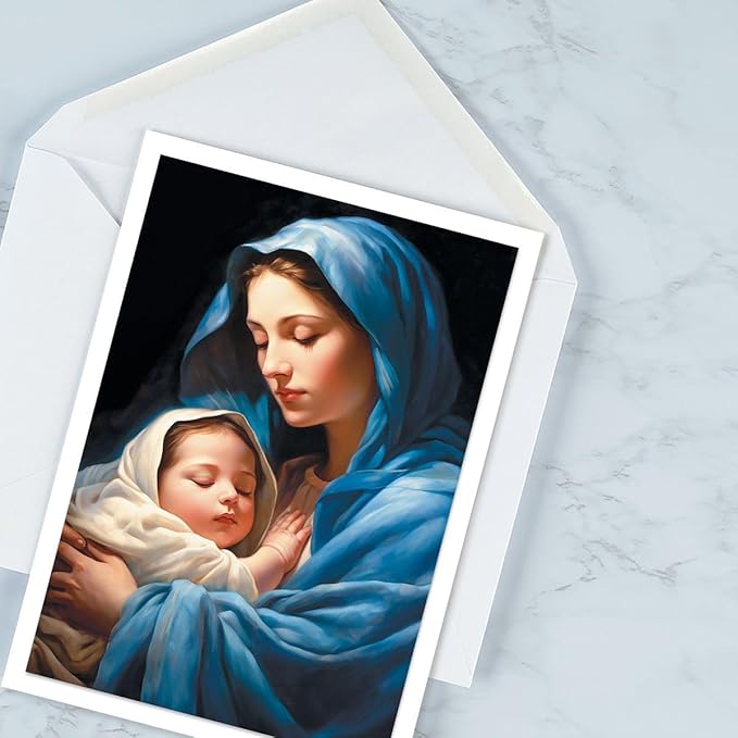 Current Madonna & Child Christmas Cards with Envelopes - Set of 18 Large 5 x 7-Inch Folded Cards, Religious Holiday Greeting Card Value Pack