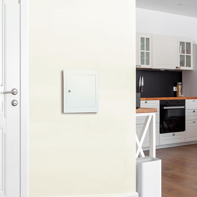 Through-The-Wall Drop Box with Rainproof Cover | Heavy Duty Through Wall Mailbox with 10-Inch Adjustable Chute | Rainproof Locking Drop Safe for Mail, Rent, Checks, Cash, and Keys, White