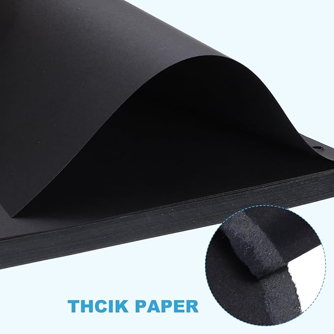 PATIKIL B5 Refill Paper, Unlined Blank Kraft Paper Refillable 9 Hole Filler Inserts Loose Leaf Paper for 9 Ring Binder, 80 Sheets/160 Pages, Black