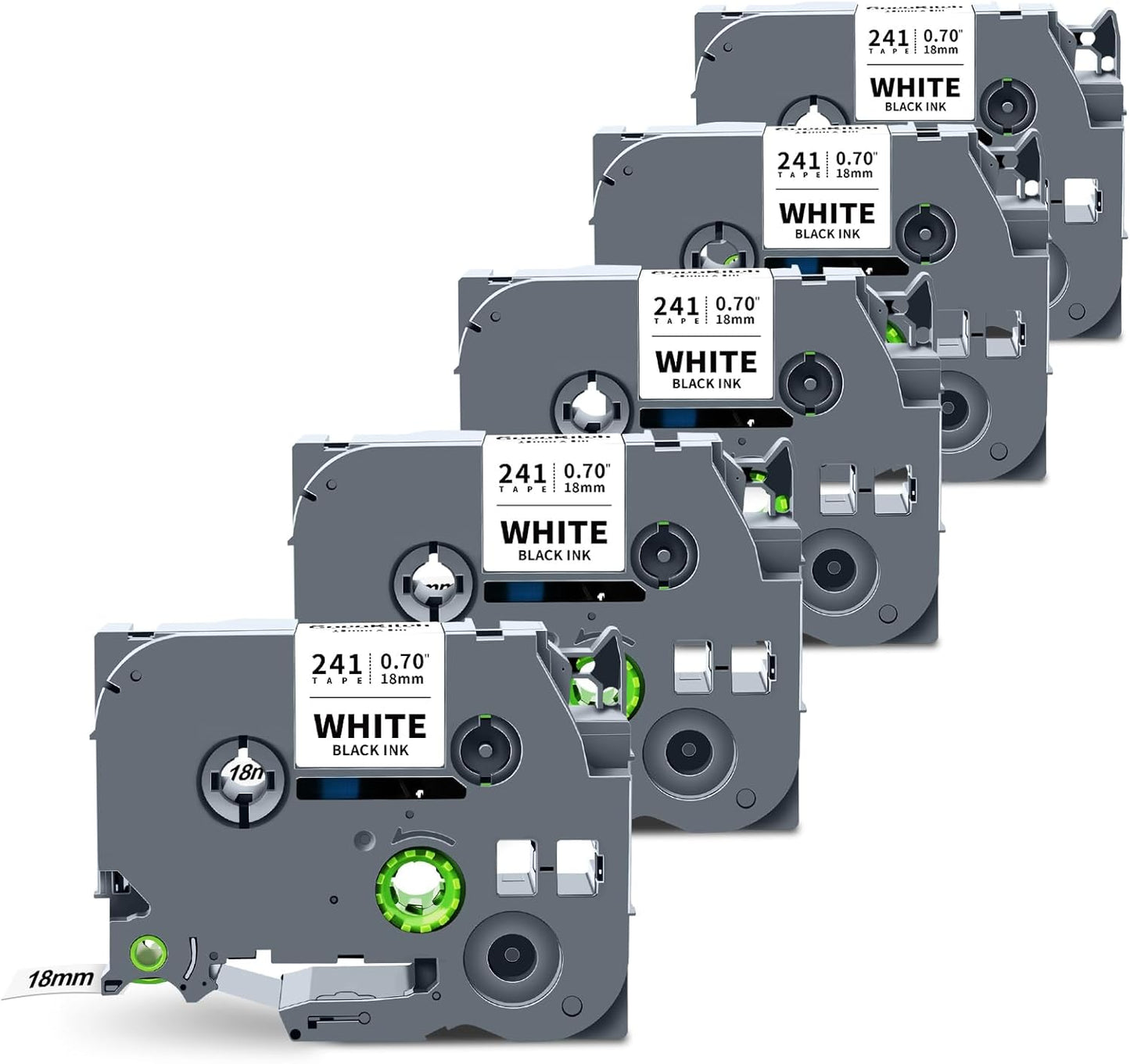 5-Pack TZe-241 TZ Tape 18mm 0.7 Laminated White Compatible for Brother P Touch Label Tape TZe 241 TZe241 TZ-241 for Ptouch PT-D410 PT-D400 D610BT PT-D600 PTD460BT Label Maker, 3/4 Inch x 26.2 Ft