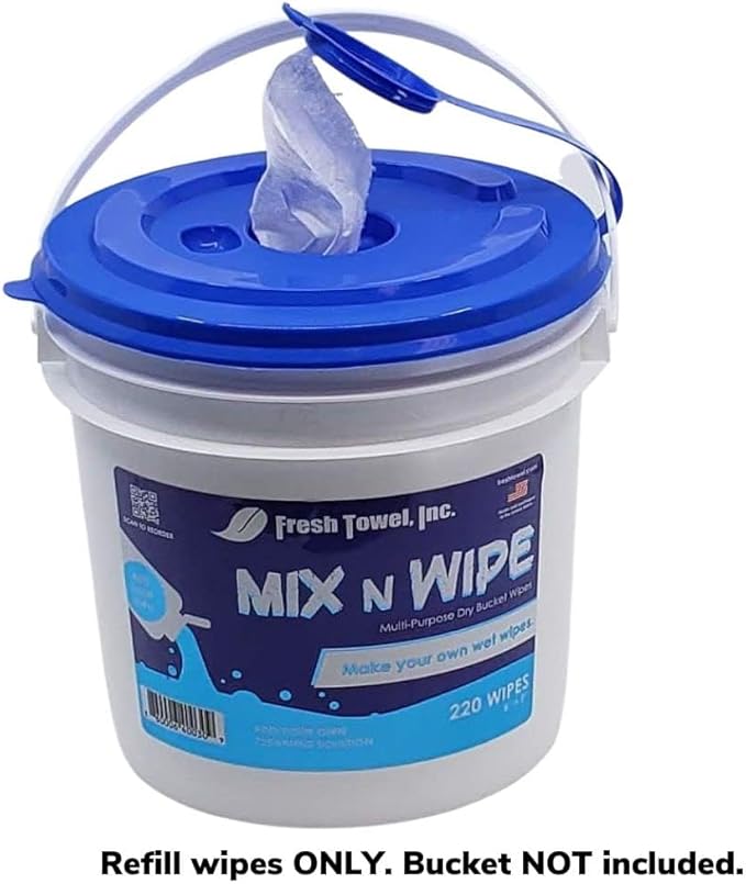 Fresh Towel Mix-N-Wipe Dry Wipes Refill, 2-Pack (220 Sheets) – Make Your Own Wet Wipes – 6" x 9" Sheets – Bulk Paper Towels