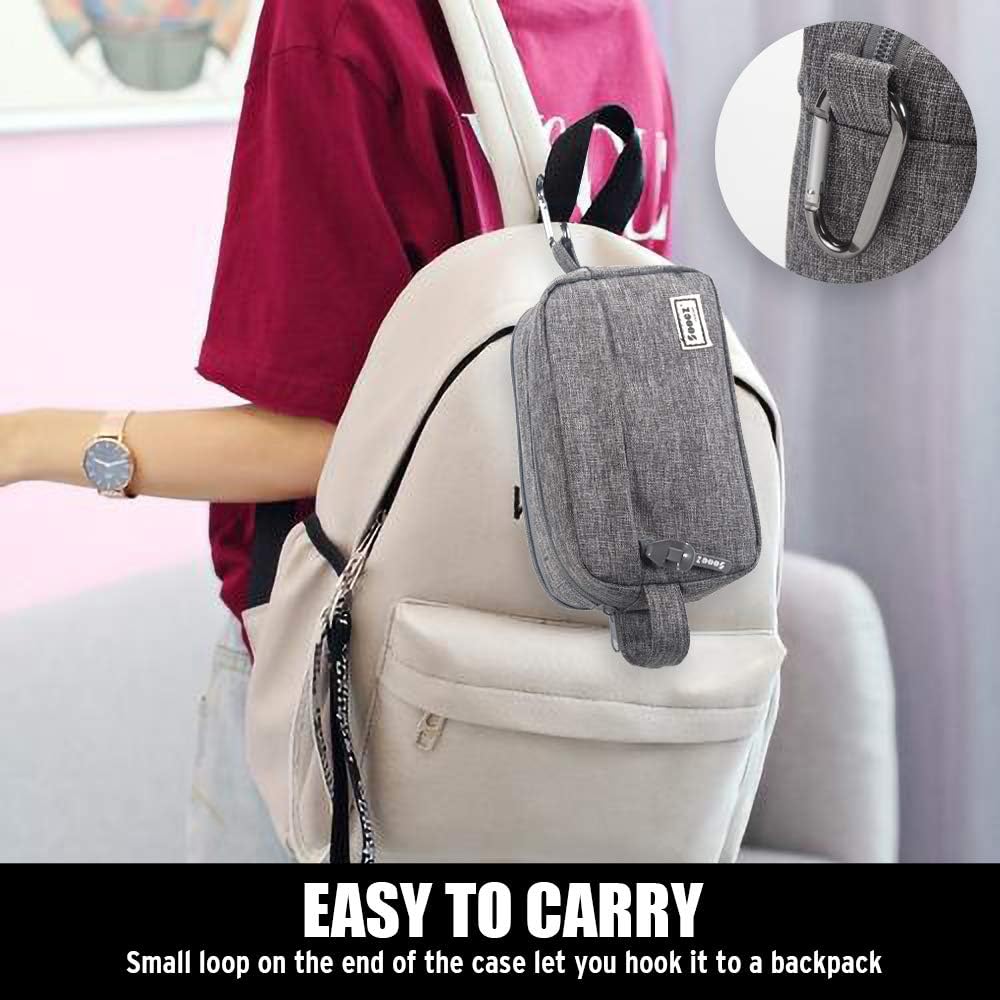 Sooez High Capacity Pencil Case, Big Pencil Bag Pouch Box Organizer Pen Case, Portable Journaling Supplies with Easy Grip Handle & Loop, Asthetic Supply for Girls Adults, Grey