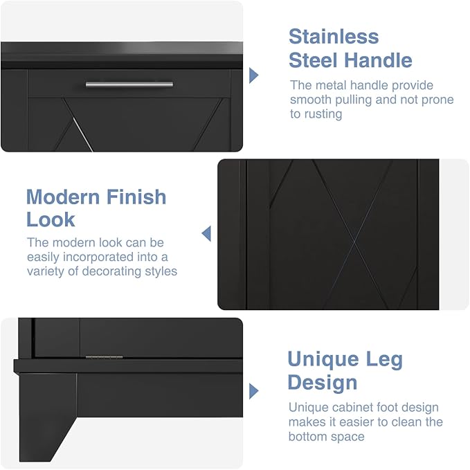 Tilt Out Trash Cabinet, Kitchen Trash Can Cabinet w/Negative ion and deodorizing Function, Dog Proof 10 Gallon Garbage Can Cabinet for Kitchen, Bathroom, Living Room, Black