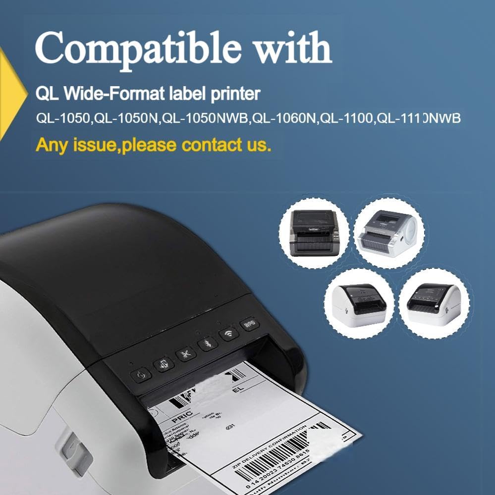 BETCKEY - Compatible Shipping Labels Replacement for Brother DK-1241 (4" x 6"), Use with Brother QL Label Printers [10 Rolls + 2 Reusable Cartridges]