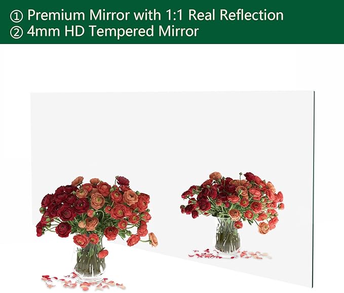 Mirrorons Large Mirror 60" x 28", Modern Rectangle Bathroom Mirror with Frameless Polished Edge, Hangs Horizontally or Vertically. Upgraded Shatterproof Bathroom Mirrors for Wall.