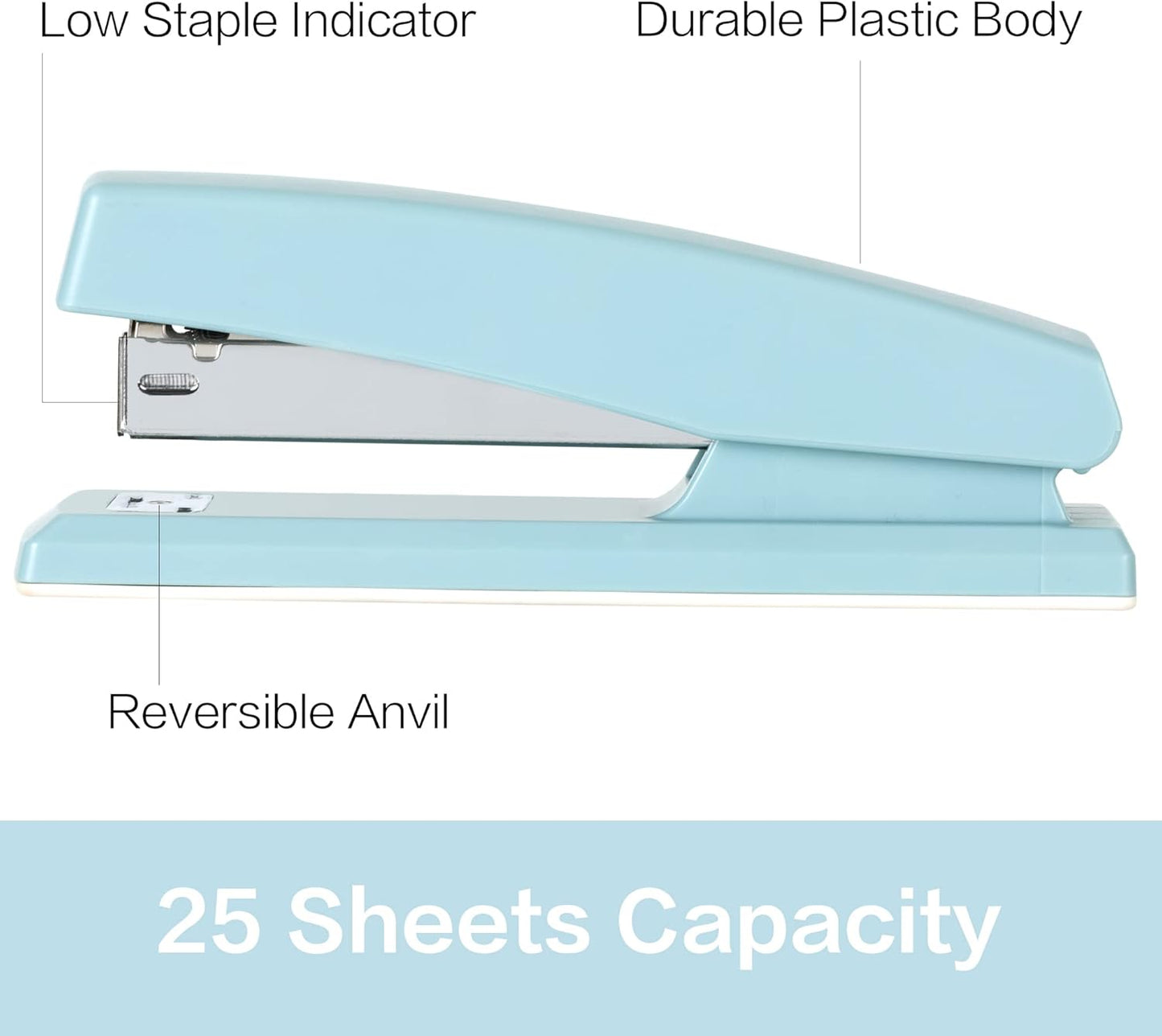 Deli Stapler, Desktop Stapler, Office Stapler, 25 Sheet Capacity, Includes 1000 Staples and Staple Remover, Blue