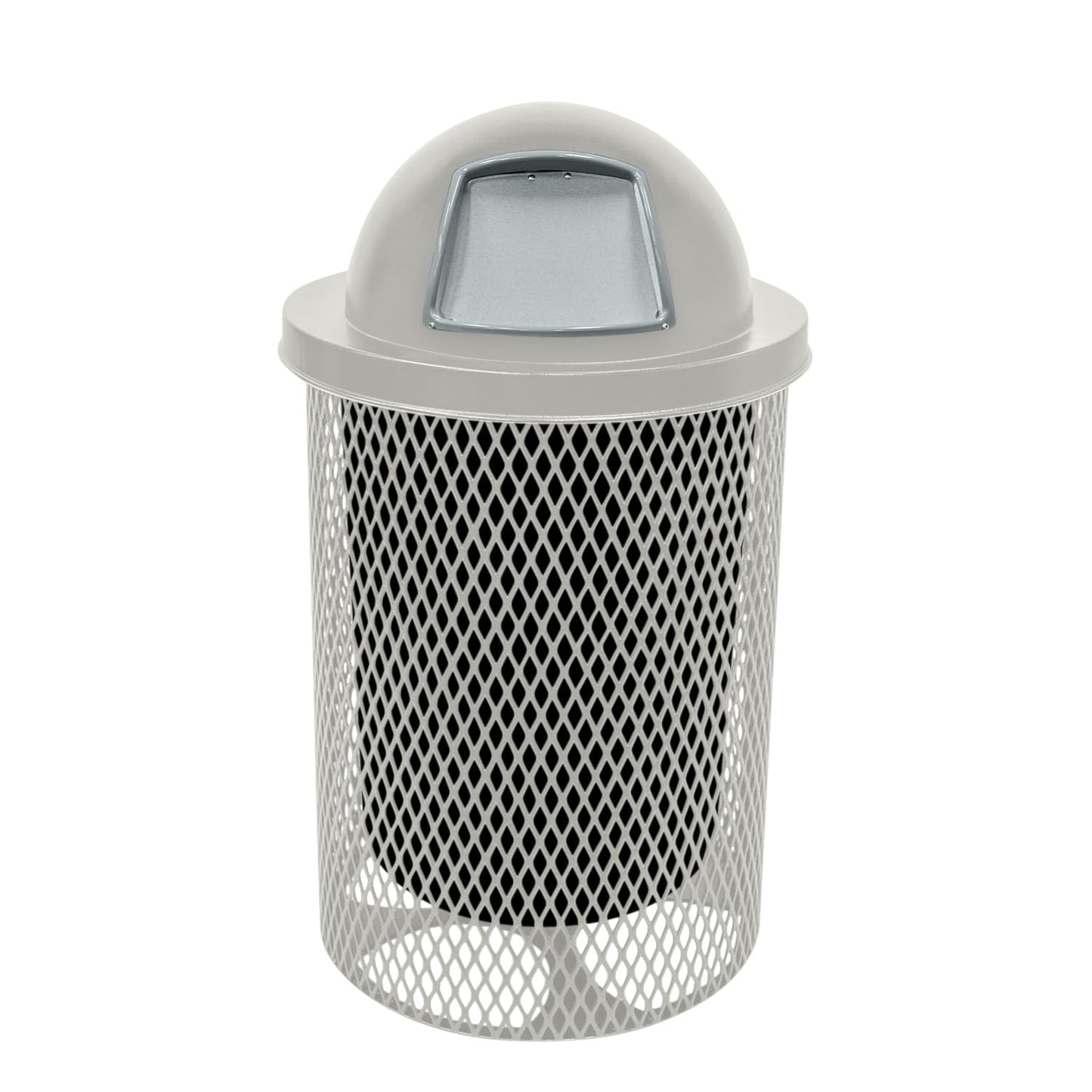 RDT-Gry Heavy Duty 32 Gallon Round Trash Receptacle, Liner Included, Gray with Gray Steel Dome Top, Made in America