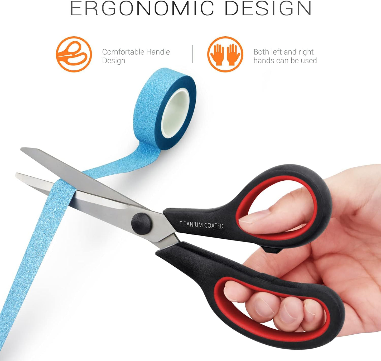 Scissors 8" Multipurpose Right/Left Handed Titanium Coated Sturdy Sharp Scissors for Office Home School Students