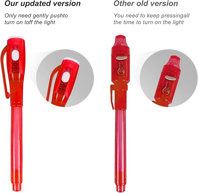 Invisible Ink Pens, Upgraded Spy Invisible Ink Pen with UV Light Magic Marker for Secret Message and Kids Christmas Goodies Bags Toy (7pcs)