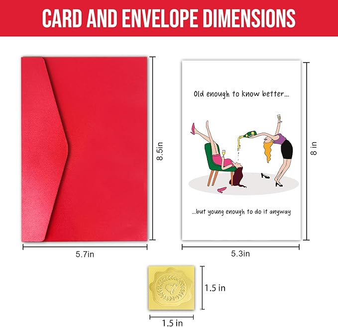 Female Friend Birthday Card Funny, Happy Birthday Card for Girls Mom Bestie Bff (Old Enough)