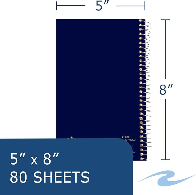 Roaring Spring Lefty Spiral Journal, College Ruled Small Left Handed Notebook, 8" x 5", 80 Sheets, Assorted Color Covers