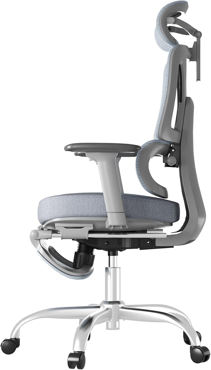 FLEXISPOT ErgoX Premium Ergonomic Office Chair with Footrest- Adjustable 3D Armrests, Dynamic Lumbar Support, Recline & Tilt Function, Mesh Seat, for Home & Office Use,Foam Grey