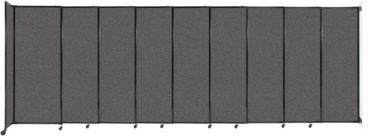 Wall-Mounted Sliding StraightWall Room Divider | Adjustable Widths | Locking Wheels | Room Separator | Up to 19'9" Wide x 6'10" Tall Charcoal Gray Fabric Panels