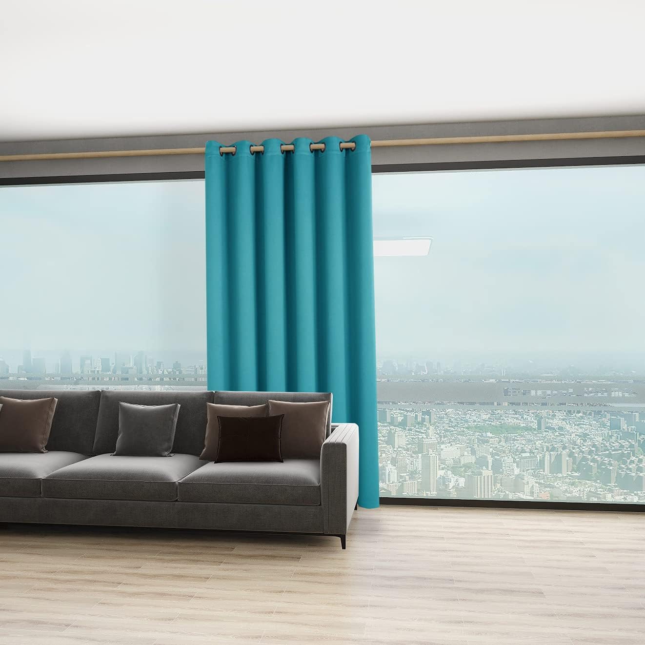 BONZER Room Divider Curtain Total Privacy Wall Noise Reducing Wide Blackout Curtains for Bedroom Living Room, 84L x 70W Inch (7L x 5.8W ft), 1 Panel, Teal