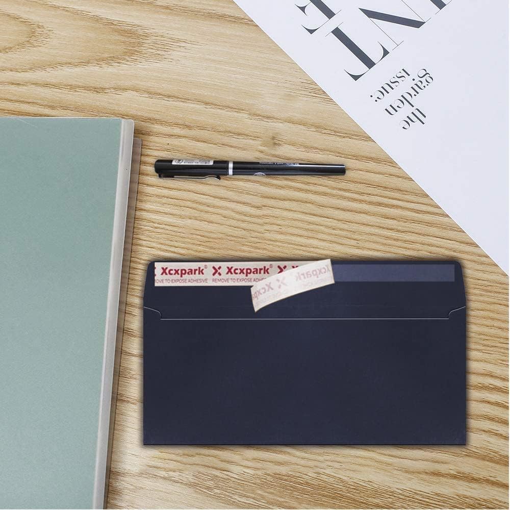 250 PCS #10 Black Self Seal Kraft 4-1/8 x 9-1/2 inches Security Envelopes, Windowless Invisible Envelopes Super Strong Quick Seal Envelopes Security Tint Pattern Secure