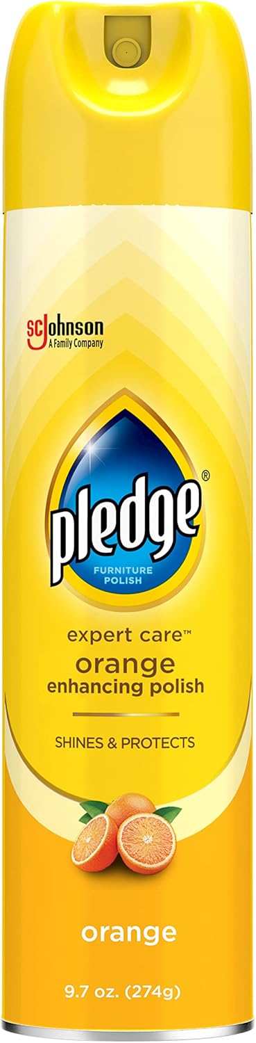 Pledge Enhancing Polish, Wood & Furniture Spray, Orange Scent, 9.7oz