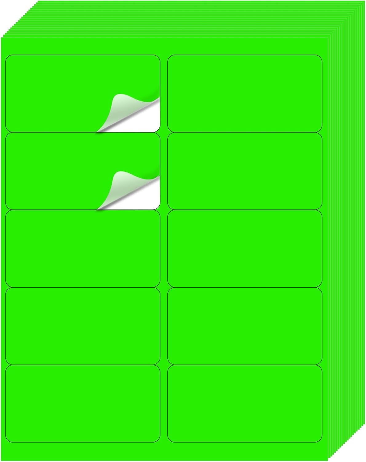 STARLIBOO Shipping Labels Stickers, 2"×4" Printable Fluorescent Mailing Labels for Laser/Inkjet Printing- Matte, Permanent Adhesive Sticker (Fluorescent Green)