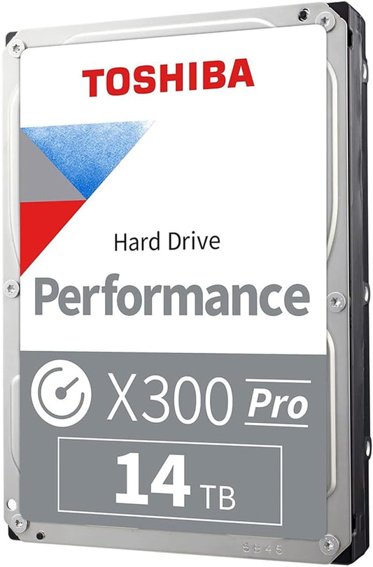 Toshiba X300 PRO 14TB High Workload Performance for Creative Professionals 3.5-Inch Internal Hard Drive – Up to 300 TB/Year Workload Rate CMR SATA 6 GB/s 7200 RPM 512 MB Cache - HDWR51EXZSTB