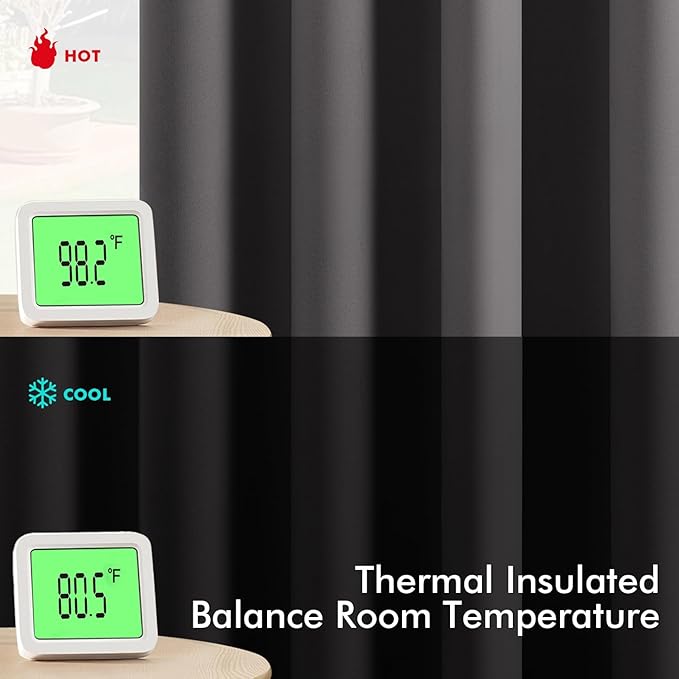 MIULEE Grey Blackout Curtains for Bedroom Living Room 96 Inches Long 2 Panels, Thermal Insulated Room Darkening Drapes Solid Grommet Top Noise Reduction Light Blocking Window Treatments 40x96 Inch