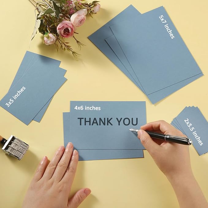 50 Sheets Blank Cardstock Paper 250 GSM Thick Heavy Cards Stock for DIY Art Projects, Card Making, Postcards, Greeting Cards, Birthday Party, Wedding Invitations (Dusty-Blue, 3x5 inches)