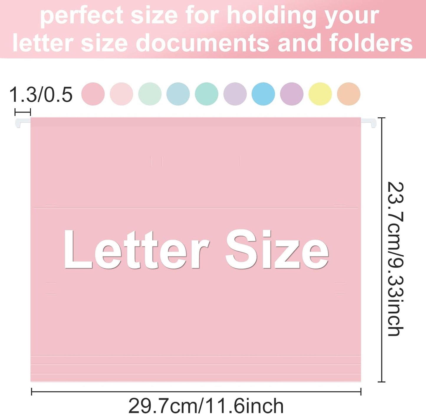 Hanging File Folders, 70 Pack Letter Size Hanging File folders with 1/5-cut Tabs, Stay Organized for Your Home and Office Bulk File, Documents and Paper, Macaron 10 Colors