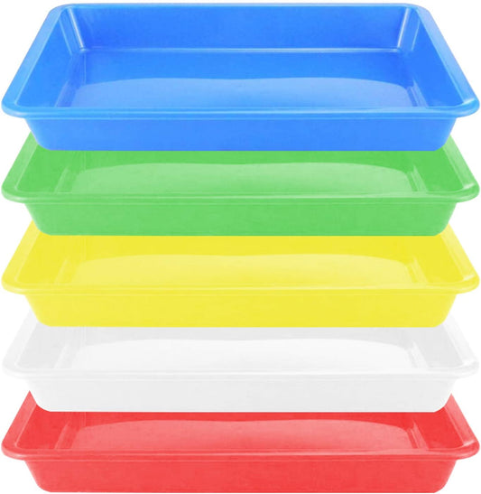 Plastic Art Trays - 5 Piece Stackable Activity & Craft Organizer, Serving & Jewelry Tray for DIY Projects, Painting, Beads (11 x 8.3 x 1.2 inch)