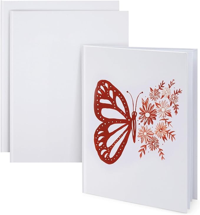 Paper Junkie 8.5x11 inch White Blank Hardcover Books for Kids to Write Stories, Unlined Scrapbook and Journal - 18 Sheets/36 Pages Each - Pack of 3