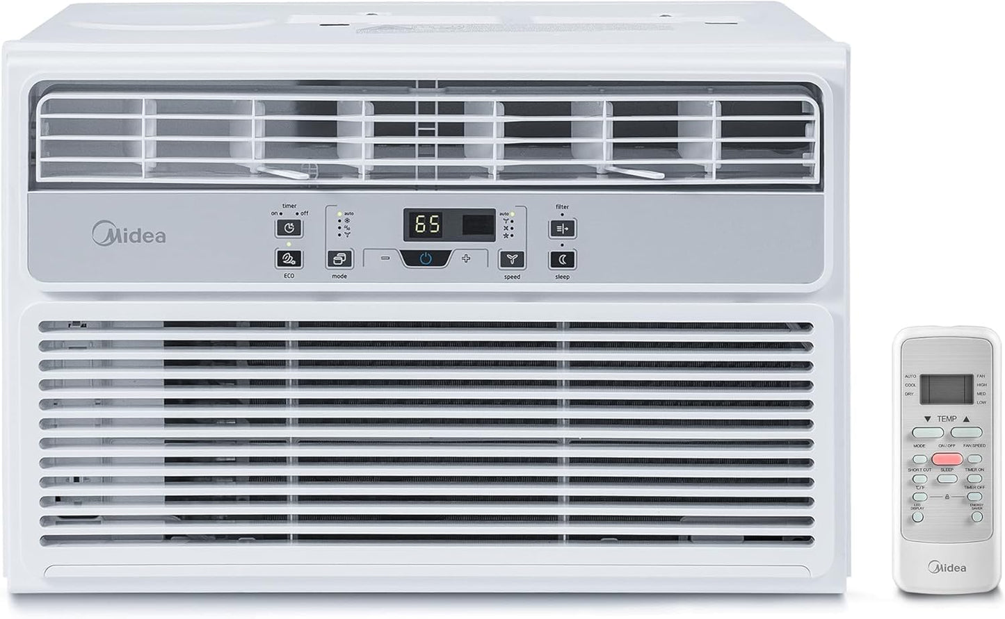 Midea MAW08R1BWT EasyCool 8,000 BTU Window Air Conditioner, Fan-Cools, Circulates and Dehumidifies up to 350 Sq Ft, Reusable Filter, LCD Remote Control, White