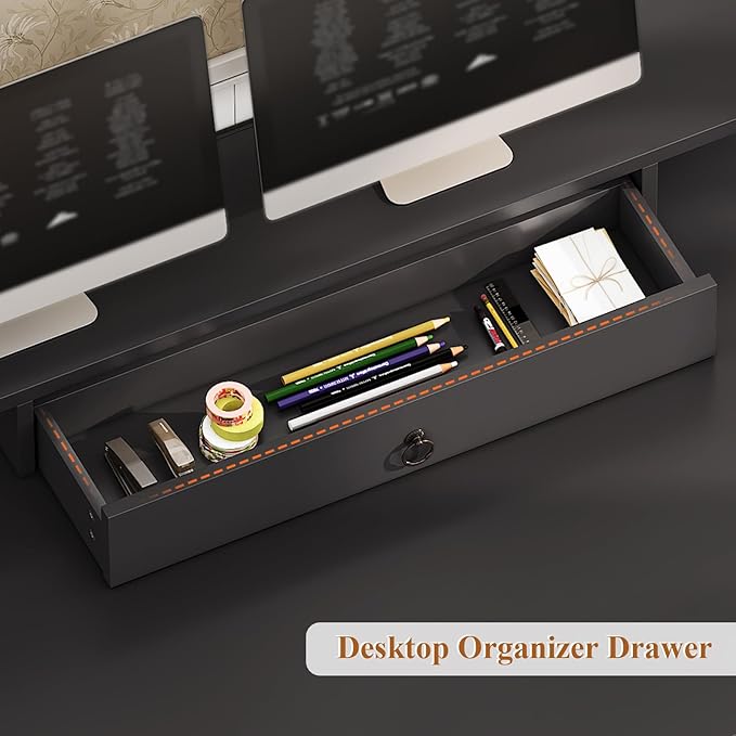 SEDETA Farmhouse 63" Executive Desk, Home Office Desk with File Drawer and Monitor Stand, Computer Desk with Drawers and Storage Cabinet, Wood Desk for Work Study Writing, White