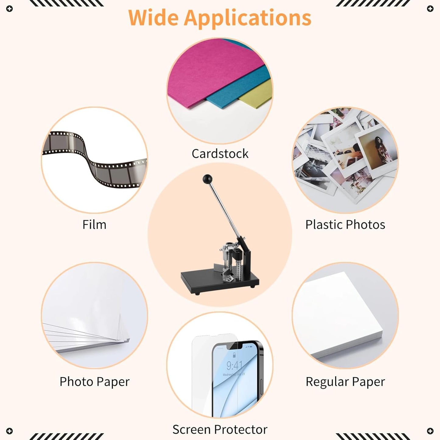 Corner Rounder, Paper Punch Cutter, Hand-Operated Corner Rounding Machine with R6mm and R10mm Dies, Industrial Heavy Duty Paper Cutting Tool for Laminate