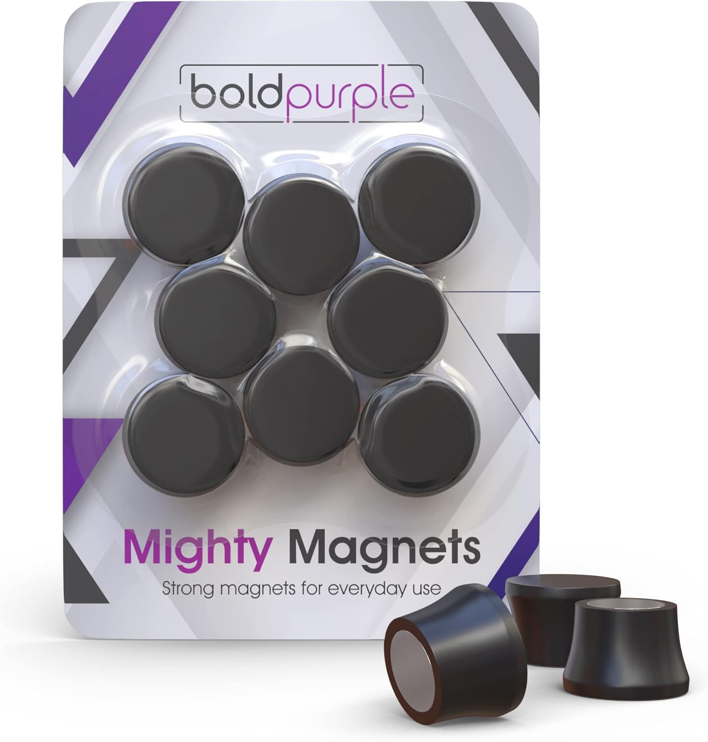 Strong Magnets for Whiteboard, Glassboard and Fridge (Black, 8 Pack, Small). N54 Neodymium Rare Earth Heavy Duty Magnets for Home and Office Supplies.